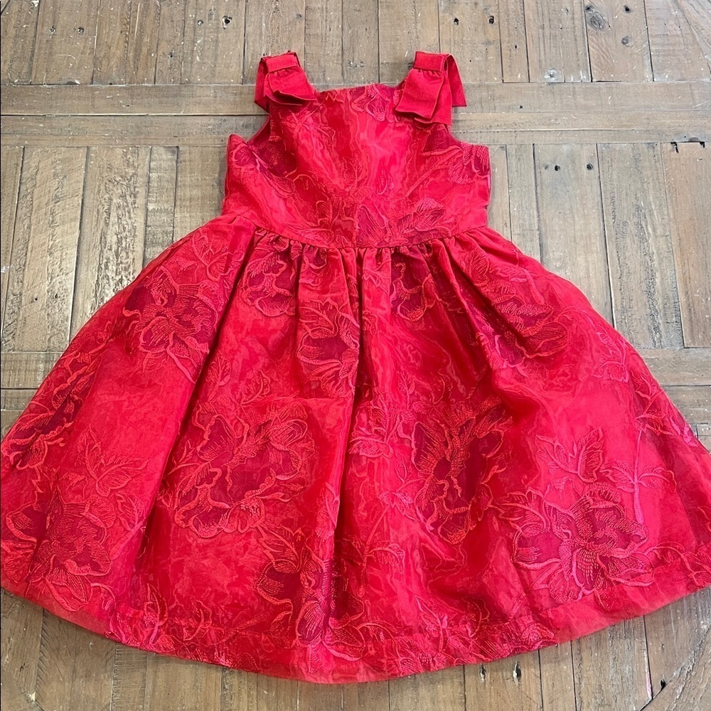 Janie and jack crimson organza floral party dress girls 10 holiday formal